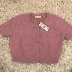 La hearts short sleeve sweater material crop top